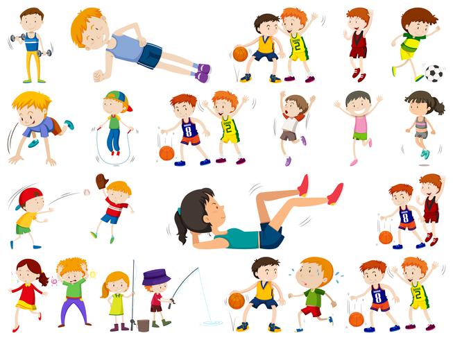 Conjunto de niños deporte vector