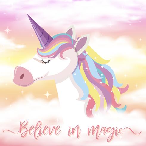 Cute Unicorn and Rainbow Background vector