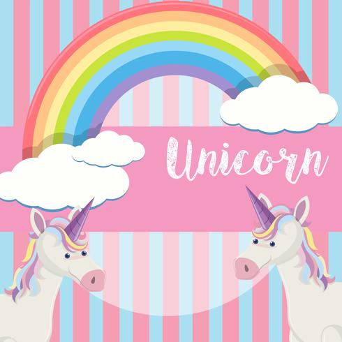 Unicornio lindo y fondo del arco iris vector