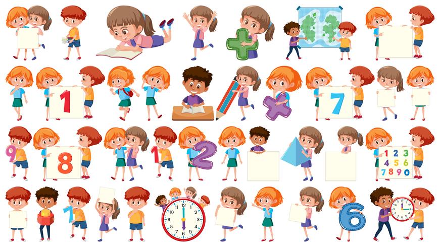 Set of math kids vector