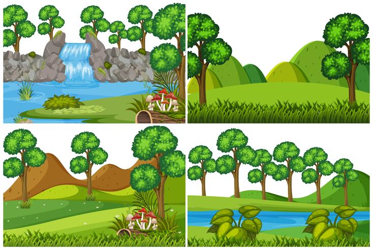 Set of nature landscape vector