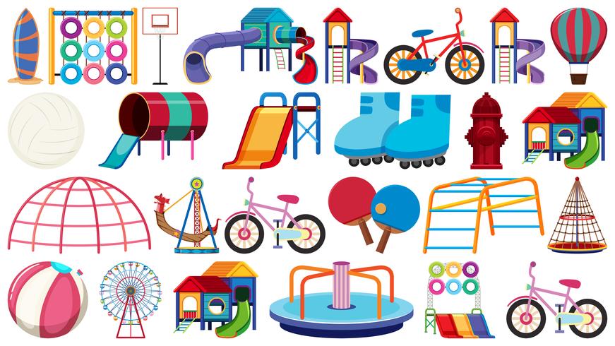 Set of playground equipment vector