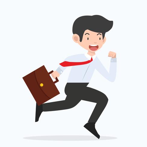 Businessman running with a briefcase cartoon vector