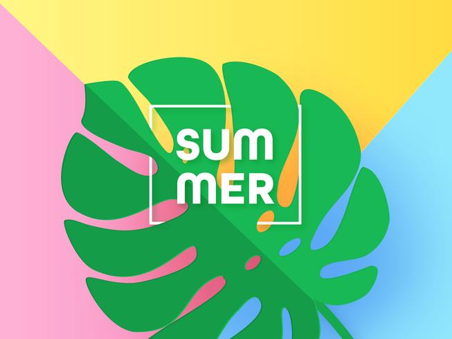 Papel Art Monstera Verano De Fondo vector