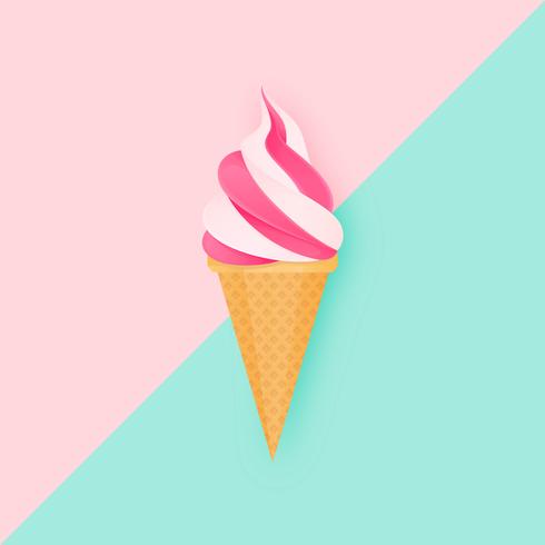 Soft Ice Cream On Pastel Duo Background vector