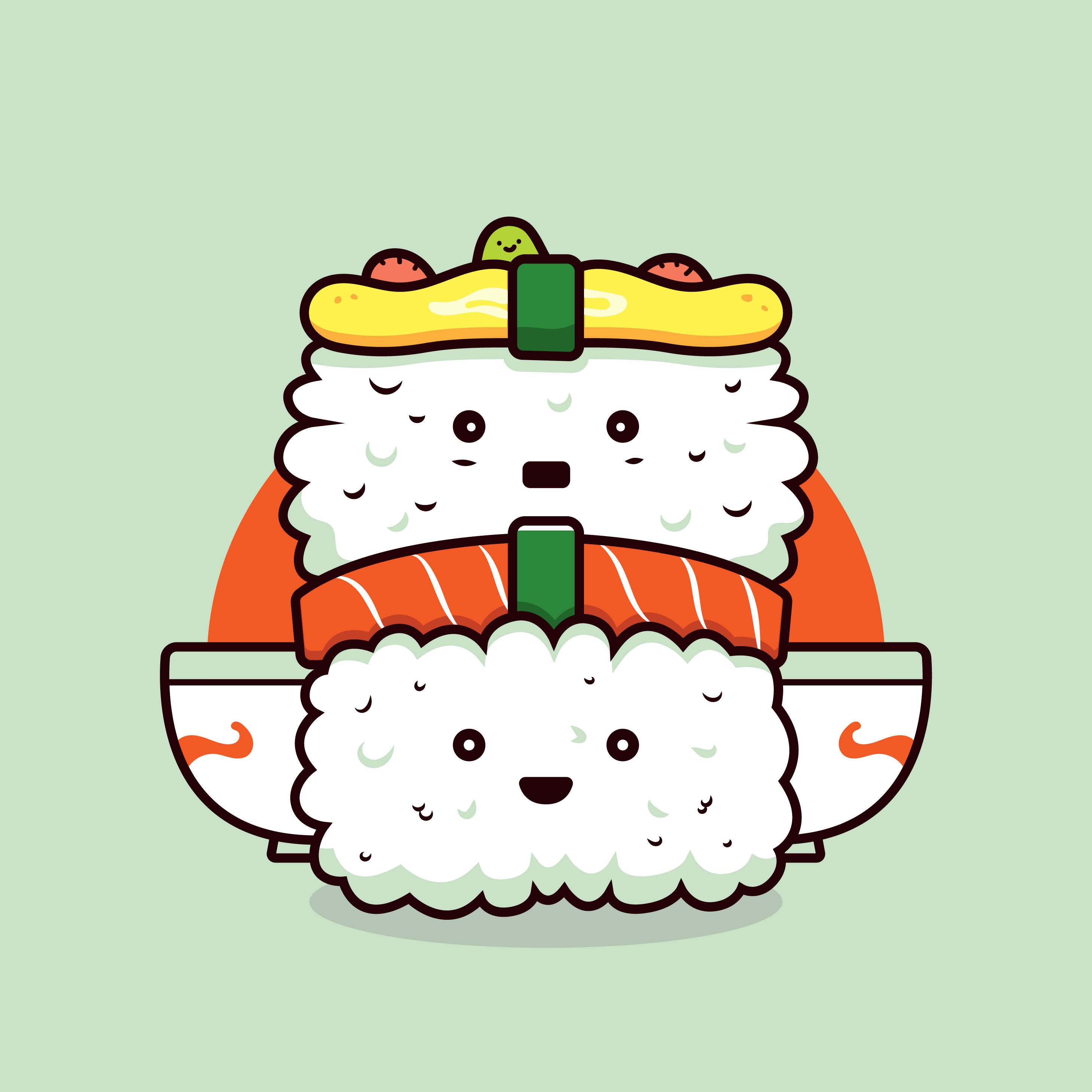 Kawaii Sushi Vector 589729 Vector Art at Vecteezy