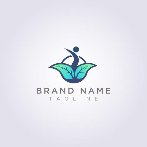 Design a person symbol logo with surrounding leaves for your business or brand vector