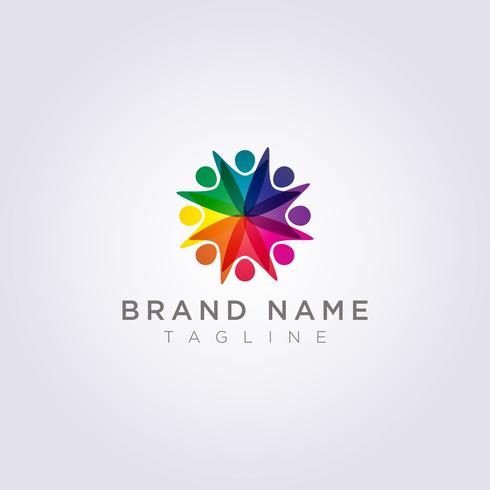 Logo Design es un grupo de personas que están felices por su negocio o marca. vector