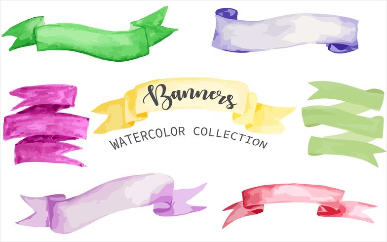Banners Collection in Watercolor Edition vector