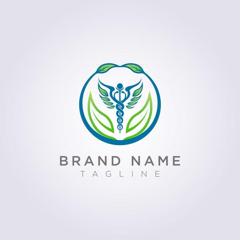 Design a logo with a combination of circles, leaves and health symbols for your business or brand