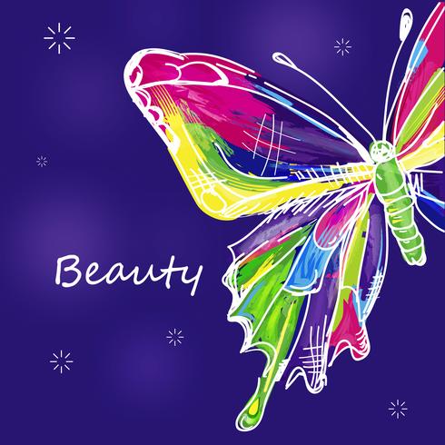 Drawn colorful butterfly vector