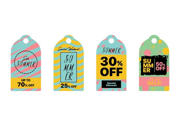 Colourful summer sale label collection set vector