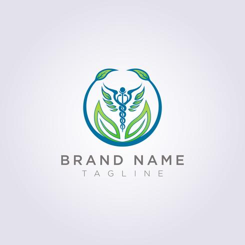 Design a logo with a combination of circles, leaves and health symbols for your business or brand vector