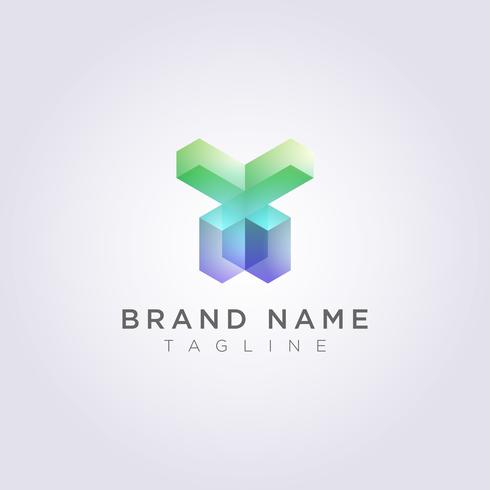 Rectangular Geometric Logo Icon Design in the shape of a human vector