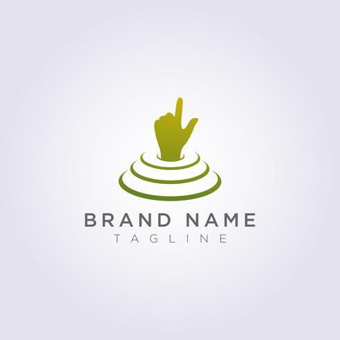 The hand logo design is on the stage and points up for your business or brand vector