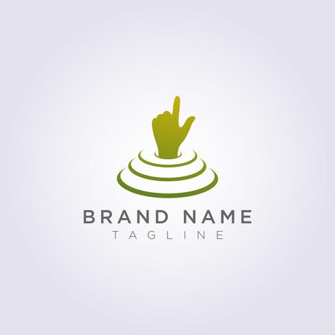 The hand logo design is on the stage and points up for your business or brand vector