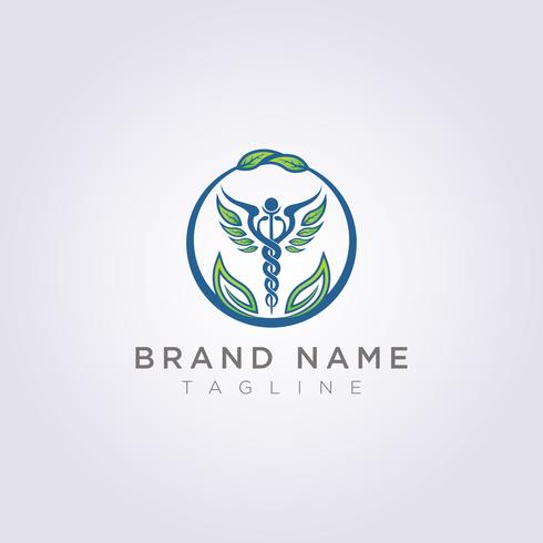 Design a logo with a combination of circles, leaves and health symbols for your business or brand vector