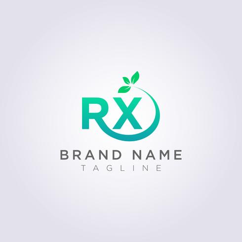 Logo Design Icon The letter RX with R has leaves at the end