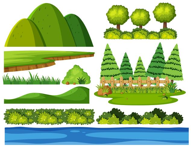 Elementos de la naturaleza sobre fondo blanco vector