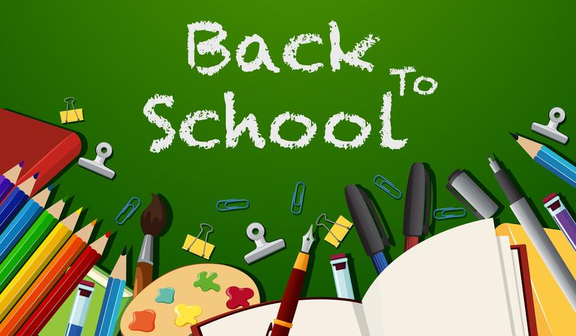 Back to school theme background with many stationeries vector