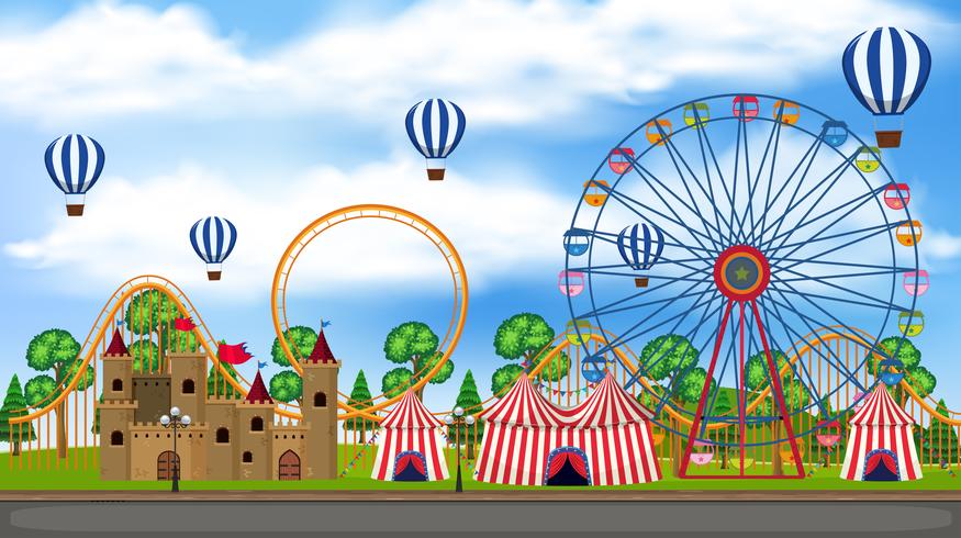 A Panorama View of Theme Park vector