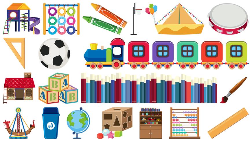 Set of children learning equipment vector