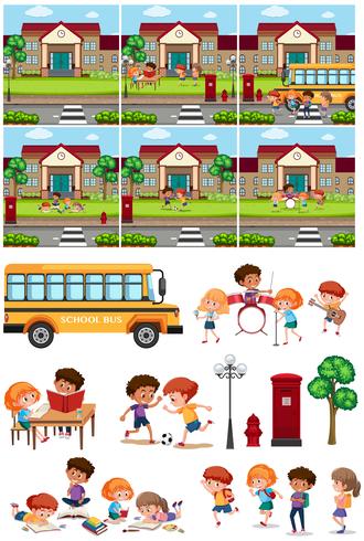 Set of school and student vector