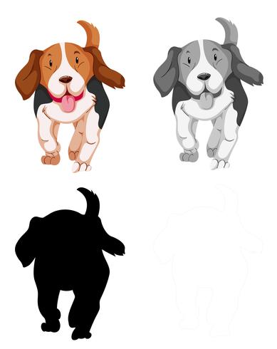 Set of beagle dog character vector