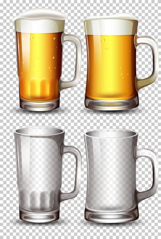 Conjunto de vaso de cerveza vector