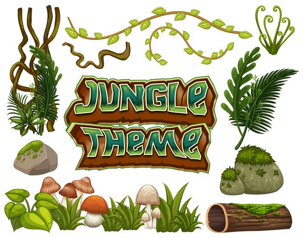 Set of jungle element vector