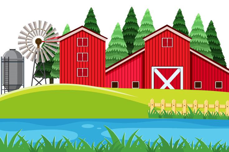 A rural farm landscape vector