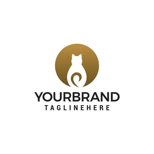 Cat circle logo design concept template vector