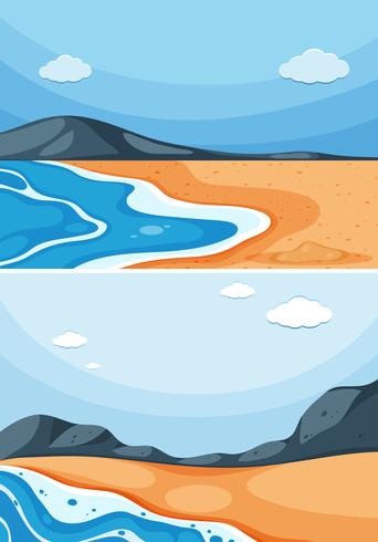 Dos escenas oceánicas con cielo azul. vector