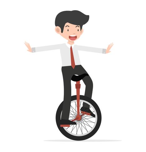 Happy Business riding unicycle cartoon vector