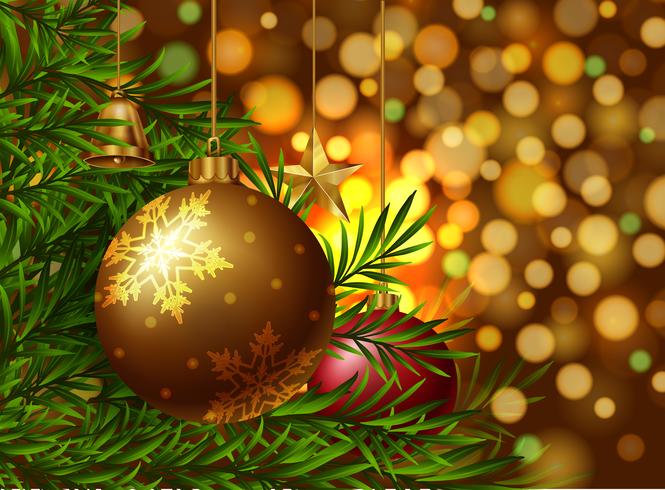 Christmas theme background with ornaments on the tree 591146 Vector Art ...