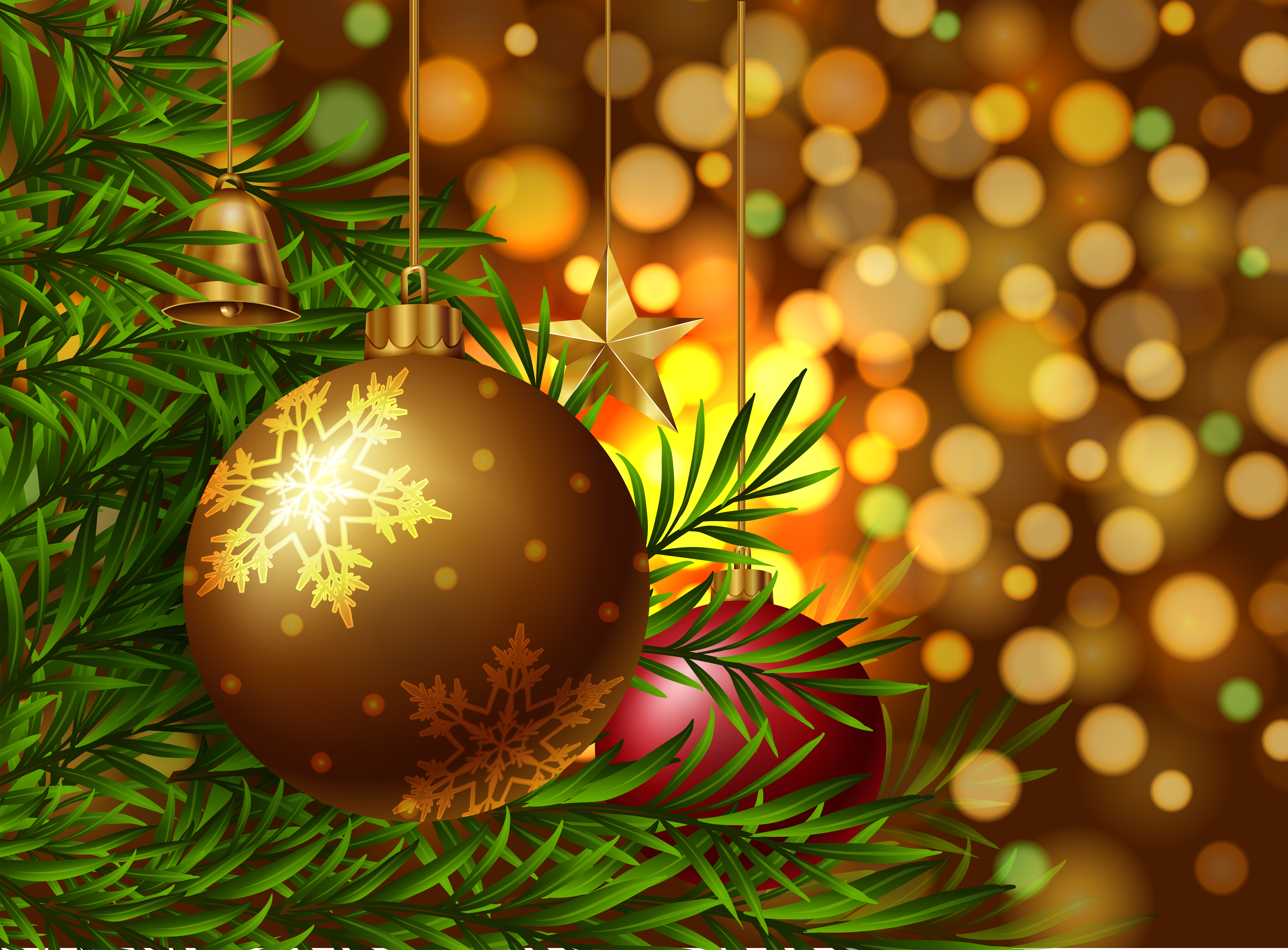 Christmas theme background with ornaments on the tree 591146 Vector Art at Vecteezy