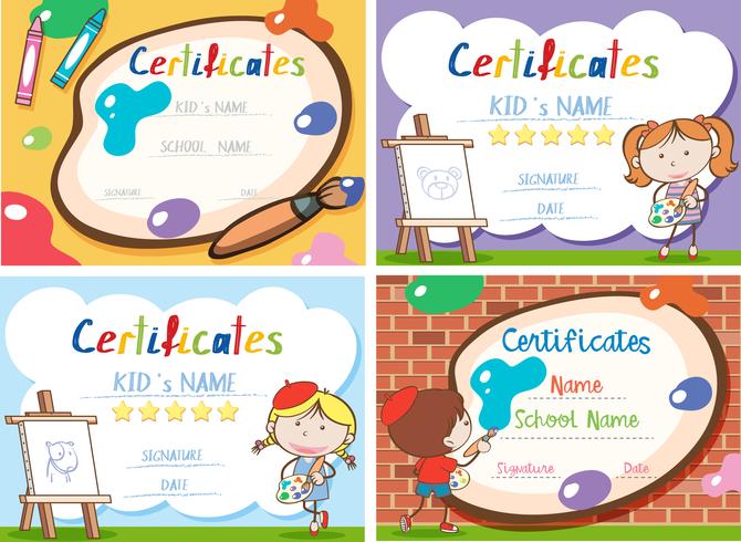 A set of art certificate vector