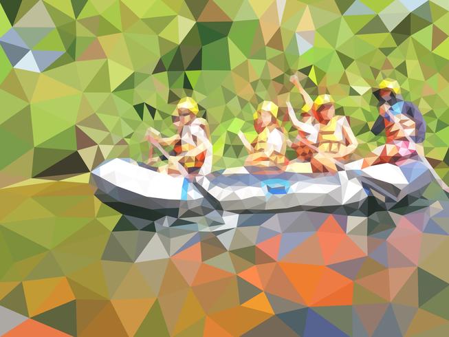 vector illustration of the adventure rafting in a river