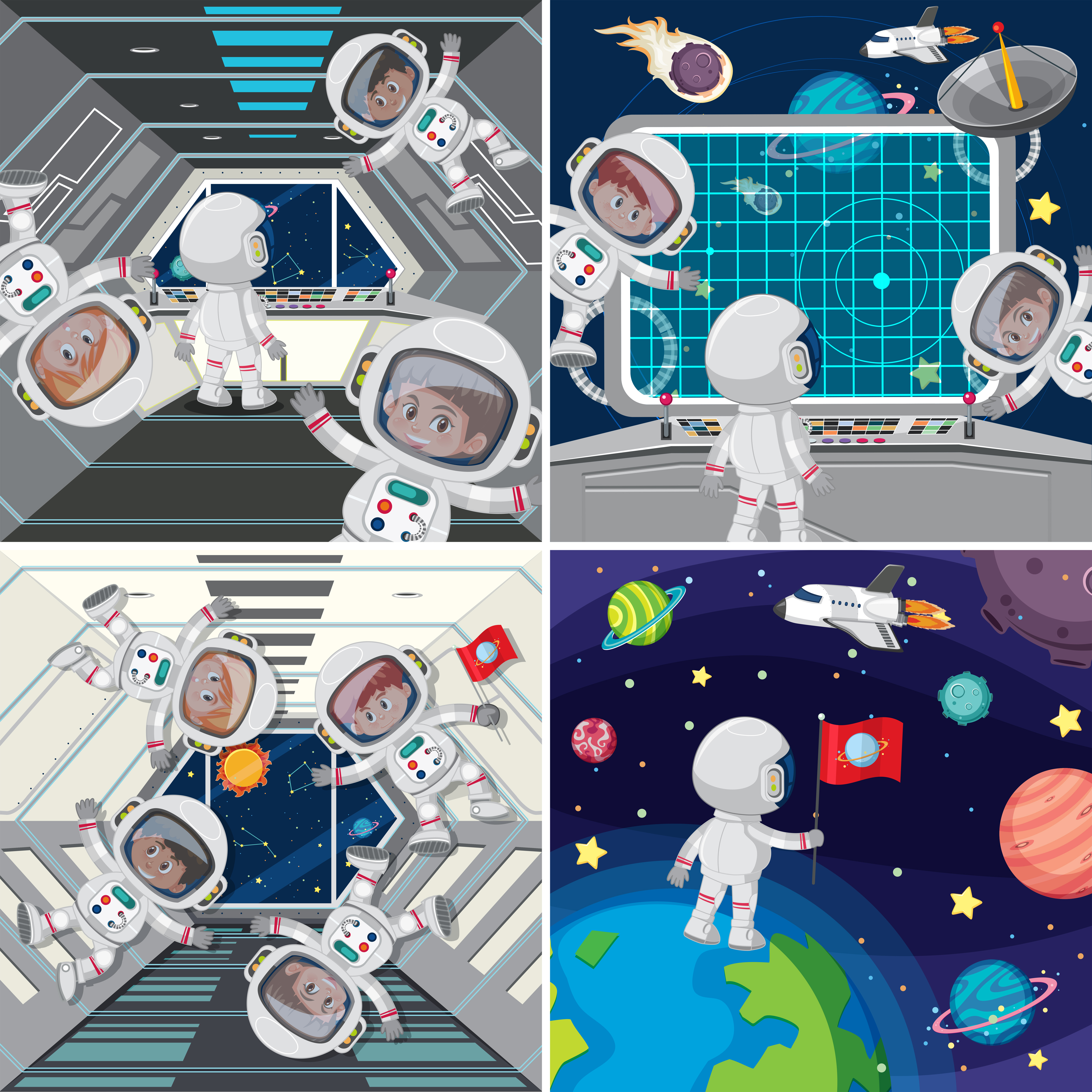 Astronaut inside of spaceship 591215 Vector Art at Vecteezy