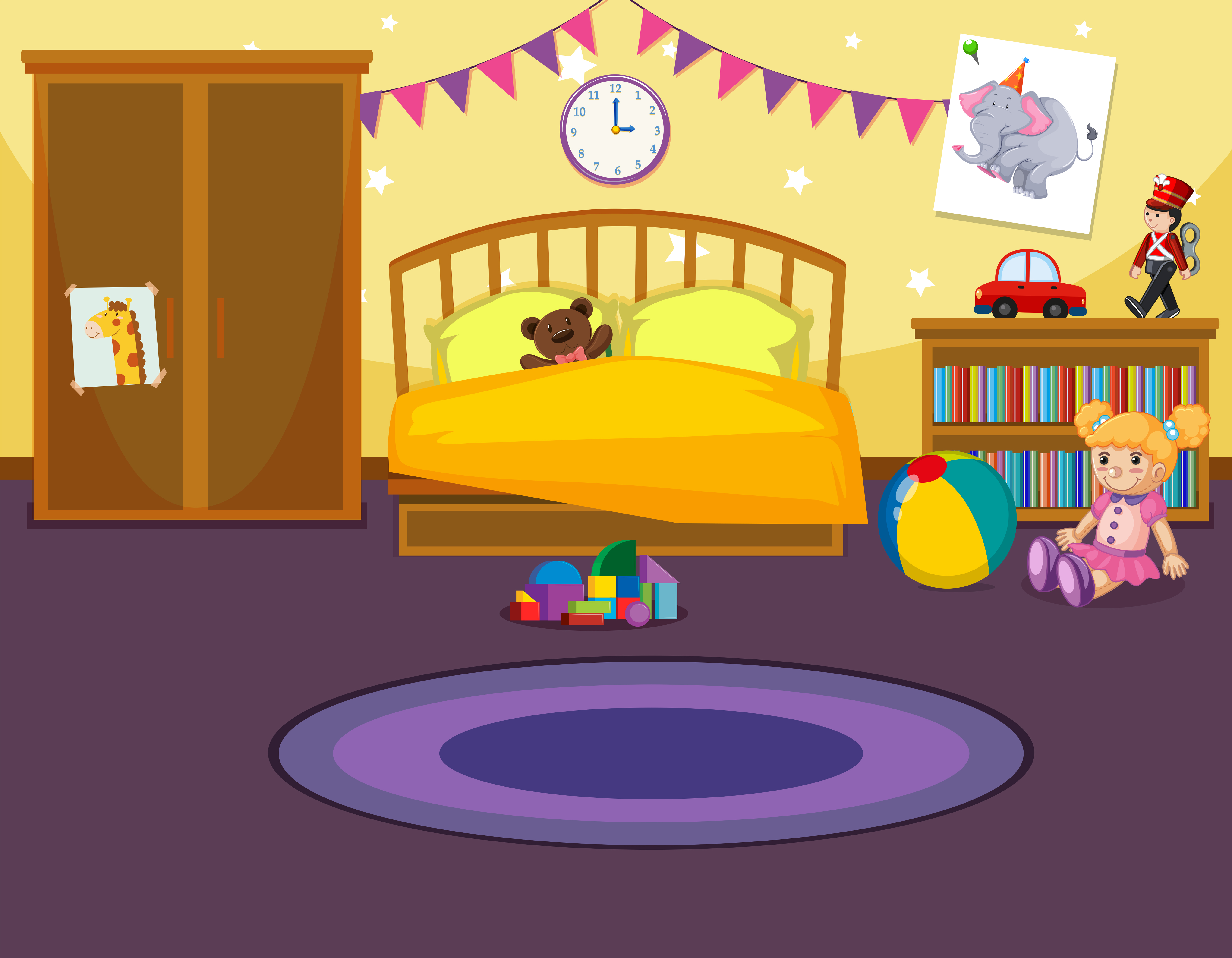 Interior of childs bedroom 591220 Vector Art at Vecteezy