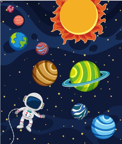 A solar system scene vector