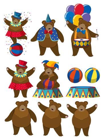 A Set of Bear Circus Character vector