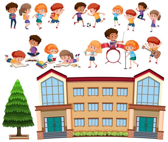 Set of student and school vector