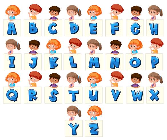 Set of children holding letters vector