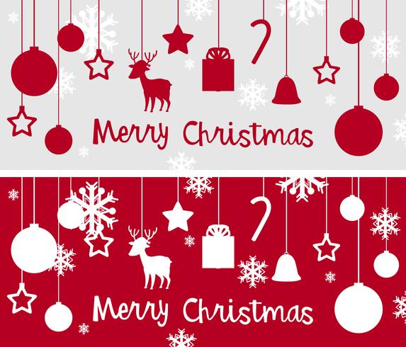 Christmas card template with many ornaments vector