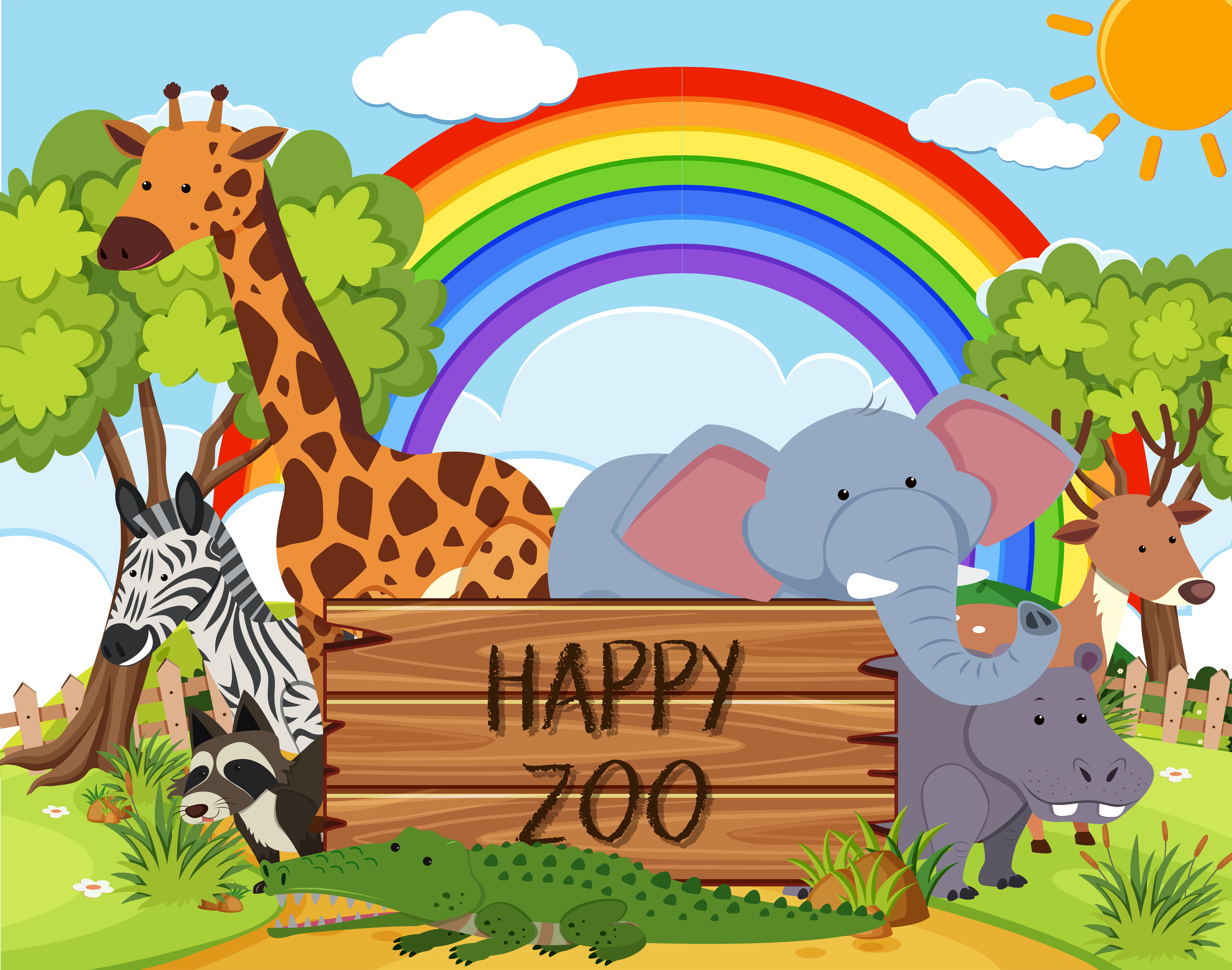 Happy Animal in the Zoo - Download Free Vectors, Clipart ...