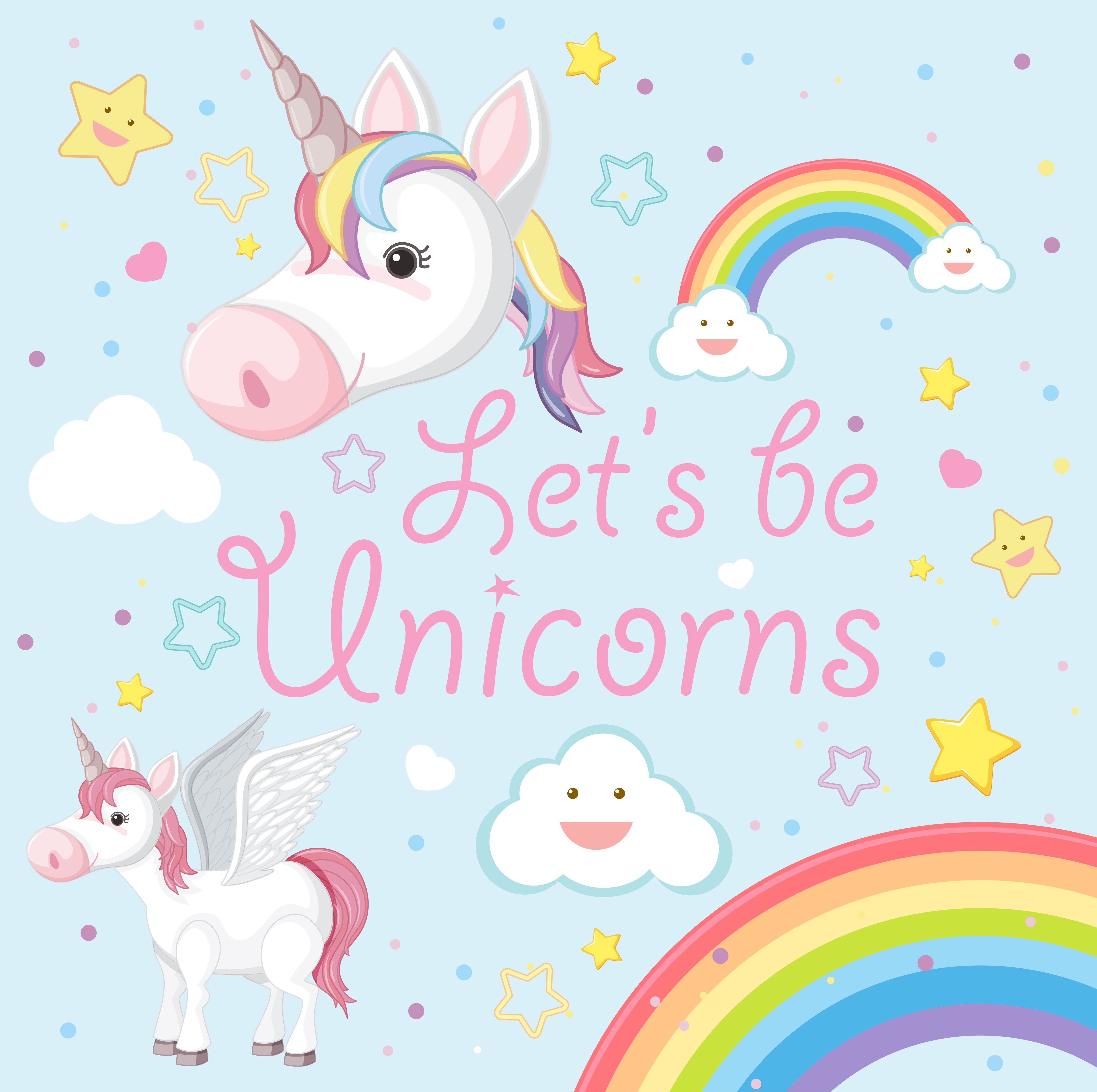 A Cute  Unicorn  with Rainbow  591286 Vector Art at Vecteezy