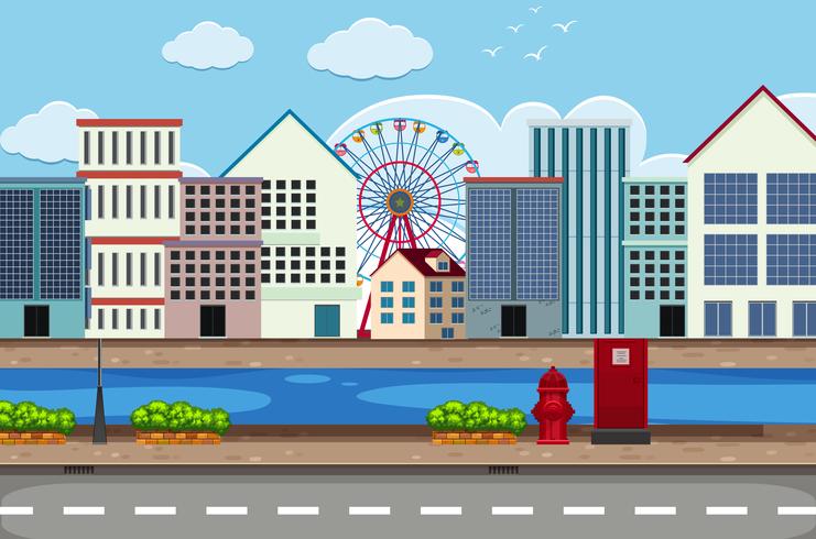 Town street scape scene vector