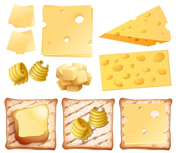 A Set of Dairy Product and Toast vector