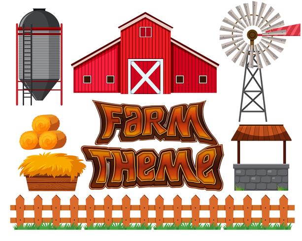 Set of farm scene vector